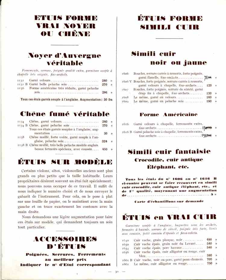 Catalogue de lutherie Laberte et Magni 1931.