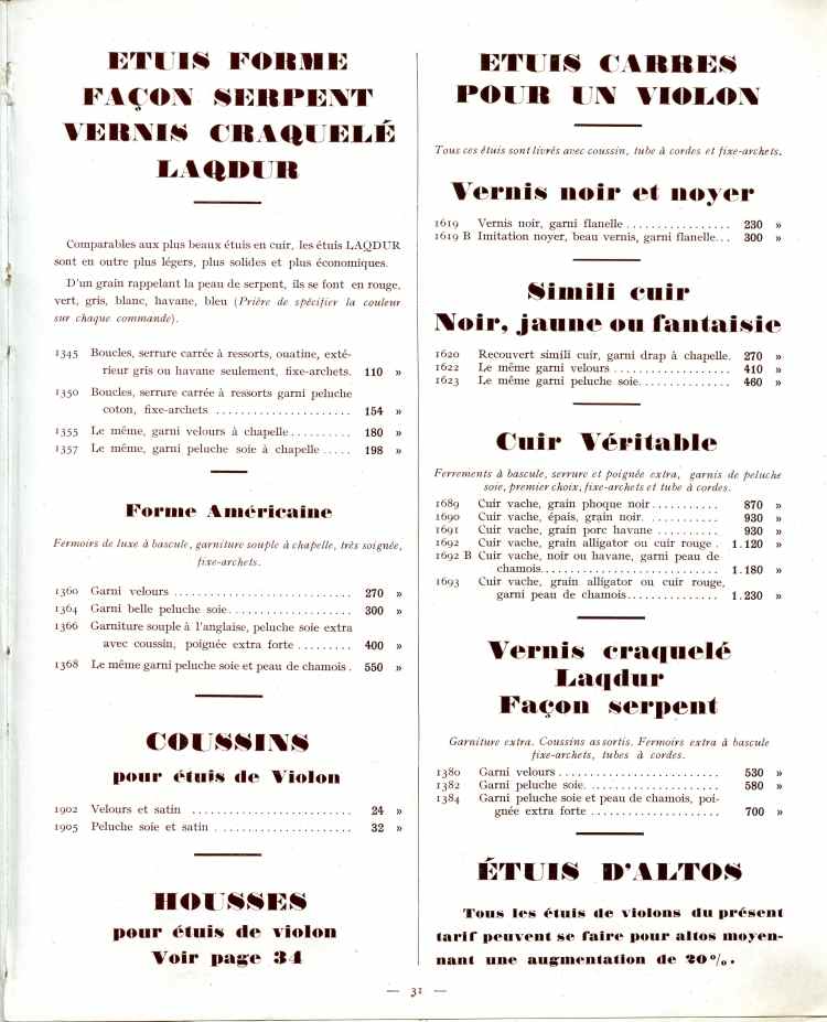 Catalogue de lutherie Laberte et Magnié 1931.