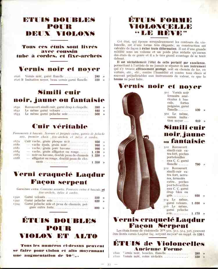 Catalogue de lutherie Laberte et Magni 1931.