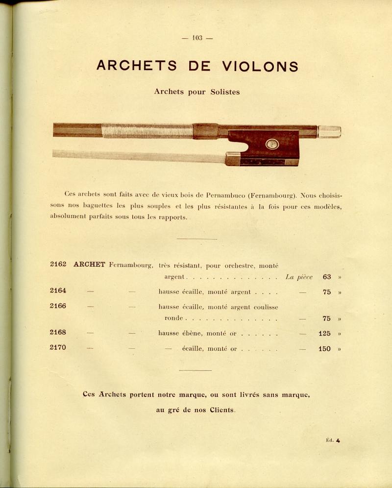 Catalogue gnral de lutherie Laberte  Mirecourt. 1912.