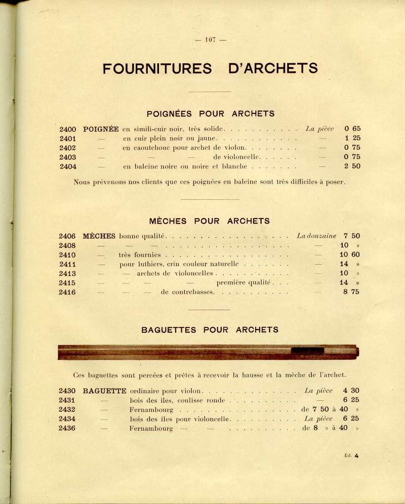 Catalogue gnral de lutherie Laberte  Mirecourt. 1912.