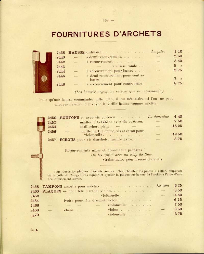 Catalogue gnral de lutherie Laberte  Mirecourt. 1912.