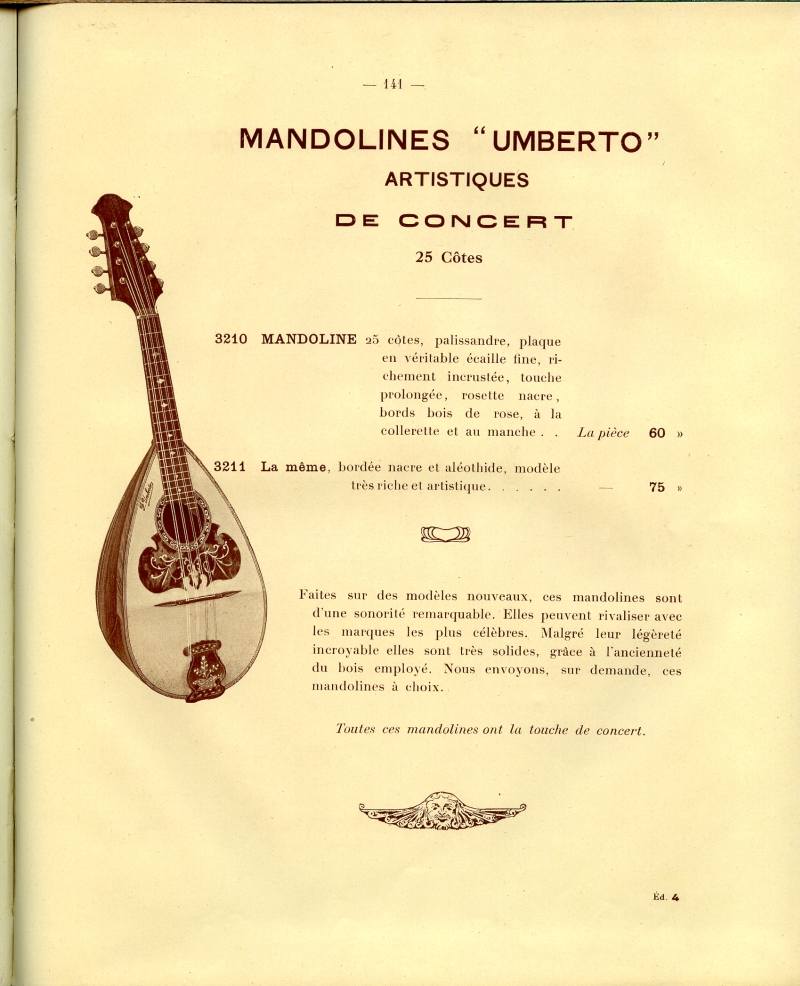 Catalogue gnral de lutherie Laberte  Mirecourt. 1912.