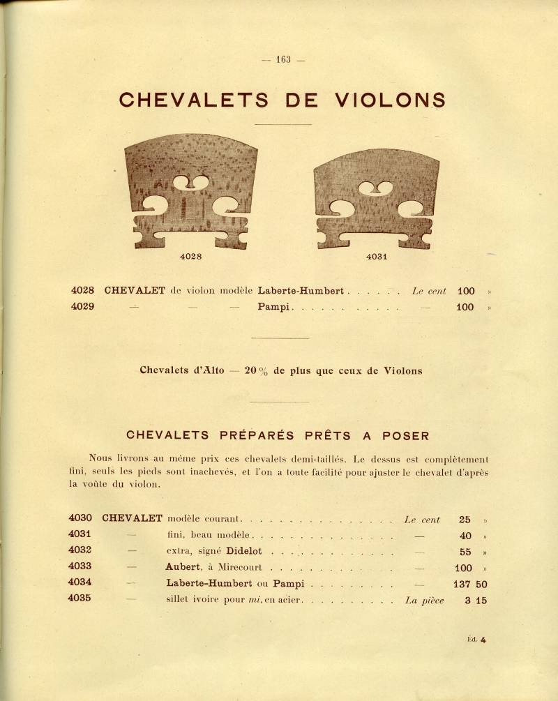 Catalogue gnral de lutherie Laberte  Mirecourt. 1912.