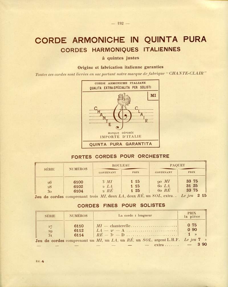 Catalogue gnral de lutherie Laberte  Mirecourt. 1912.