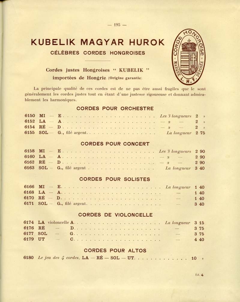 Catalogue gnral de lutherie Laberte  Mirecourt. 1912.