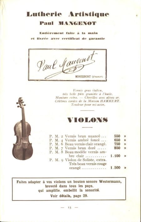 Laberte et Magni, catalogue de 1927.