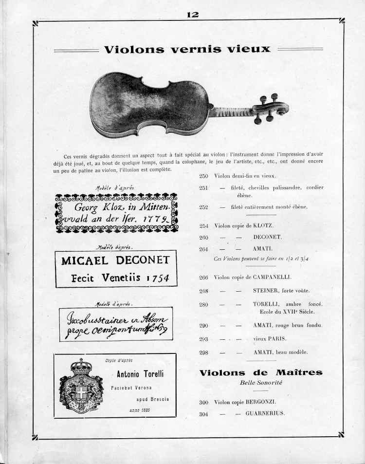 Catalogue de le maison de lutherie Laberte et Magni, 1915.