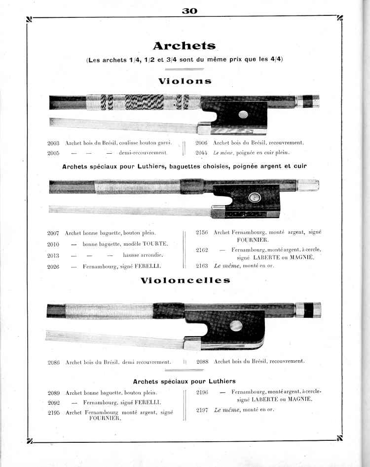 Catalogue de le maison de lutherie Laberte et Magni, 1915.