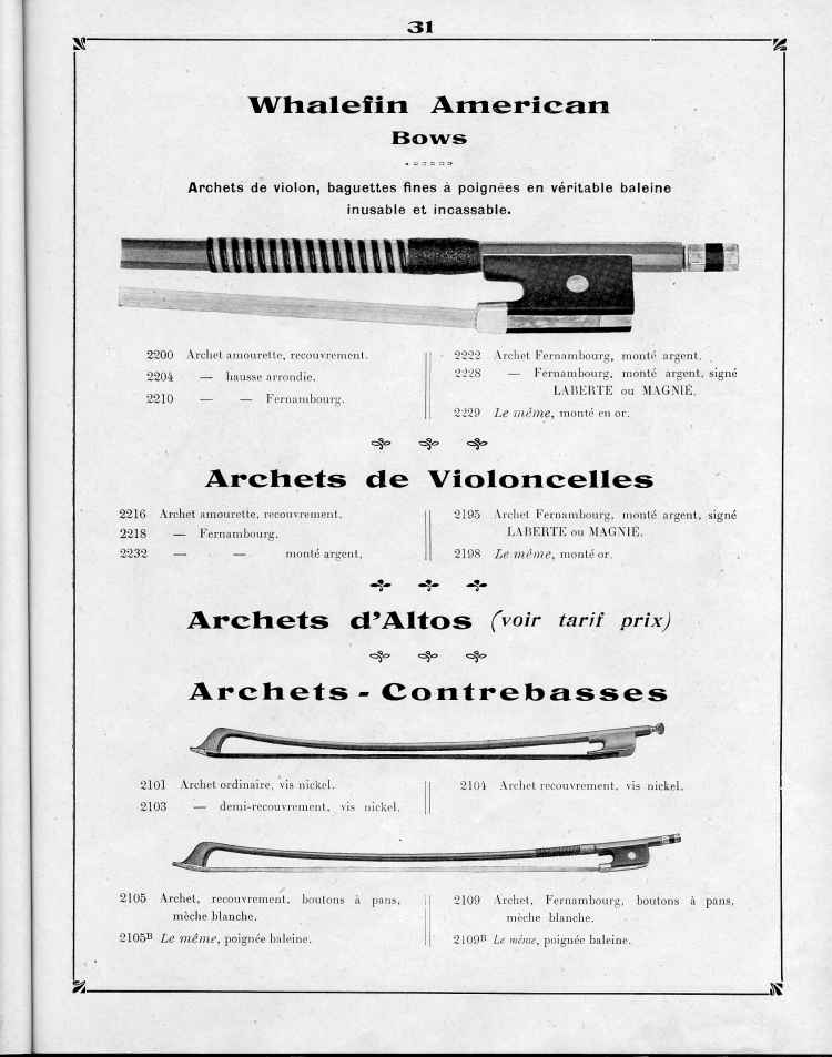 Catalogue de le maison de lutherie Laberte et Magni, 1915.