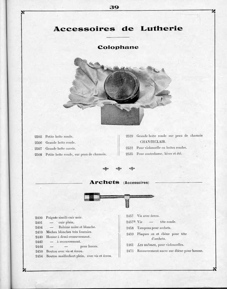 Catalogue de le maison de lutherie Laberte et Magni, 1915.