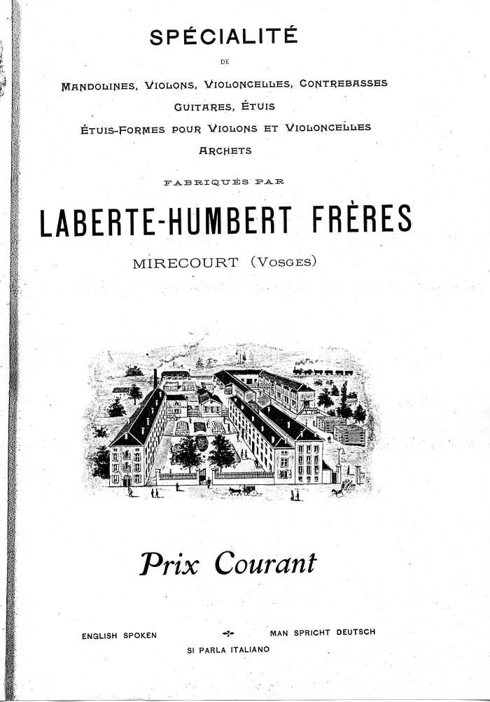 Catalogue de lutherie. Laberte  Mirecourt. 1905.