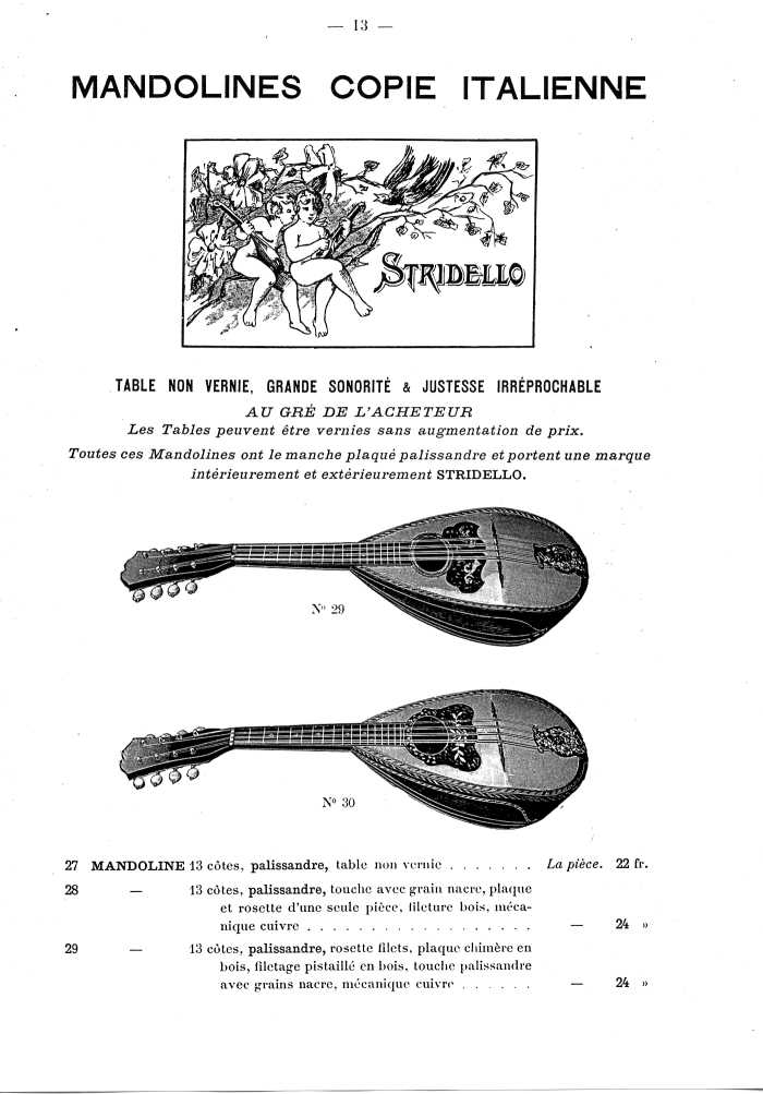 Catalogue de lutherie. Laberte  Mirecourt. 1905.