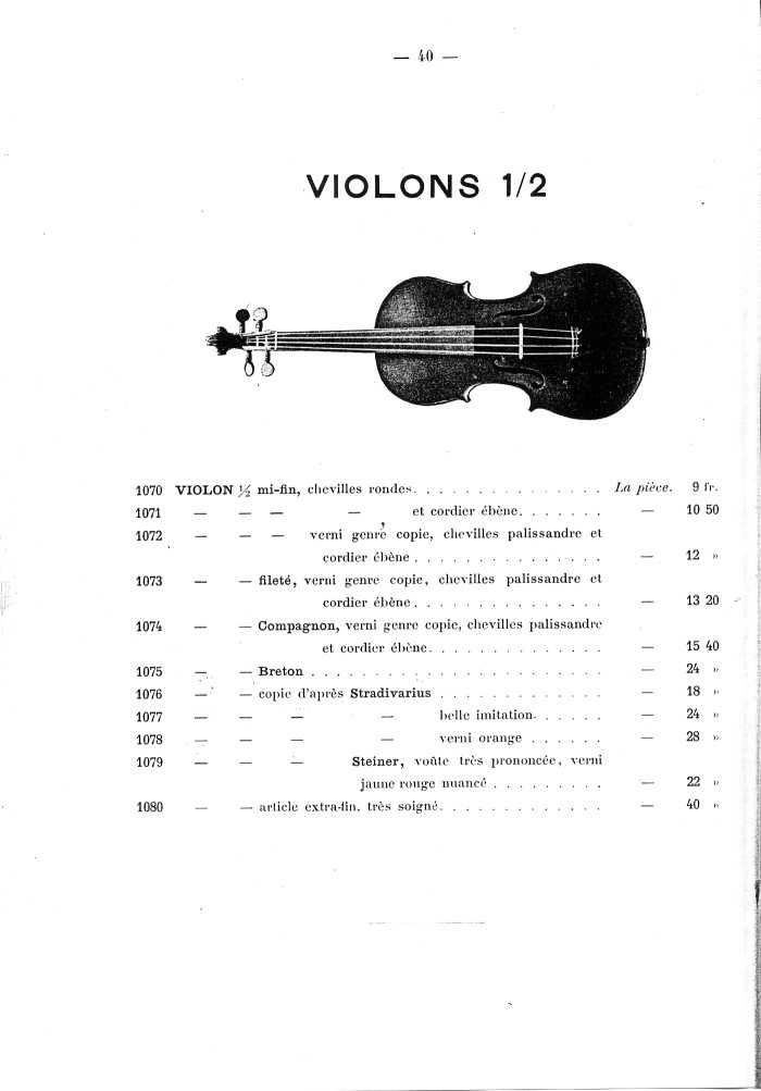 Catalogue de lutherie. Laberte  Mirecourt. 1905.