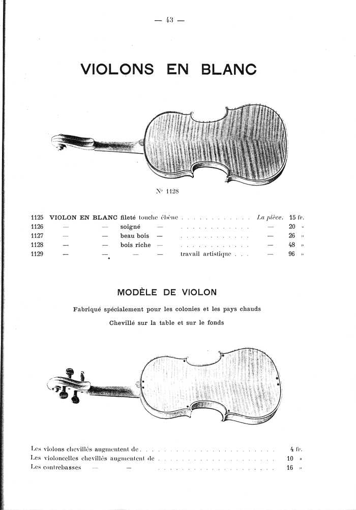 Catalogue de lutherie. Laberte  Mirecourt. 1905.