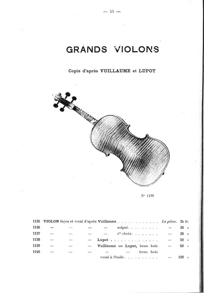 Catalogue de lutherie. Laberte  Mirecourt. 1905.