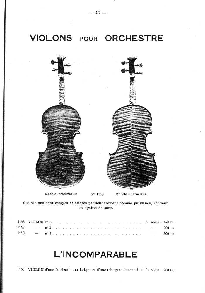 Catalogue de lutherie. Laberte  Mirecourt. 1905.