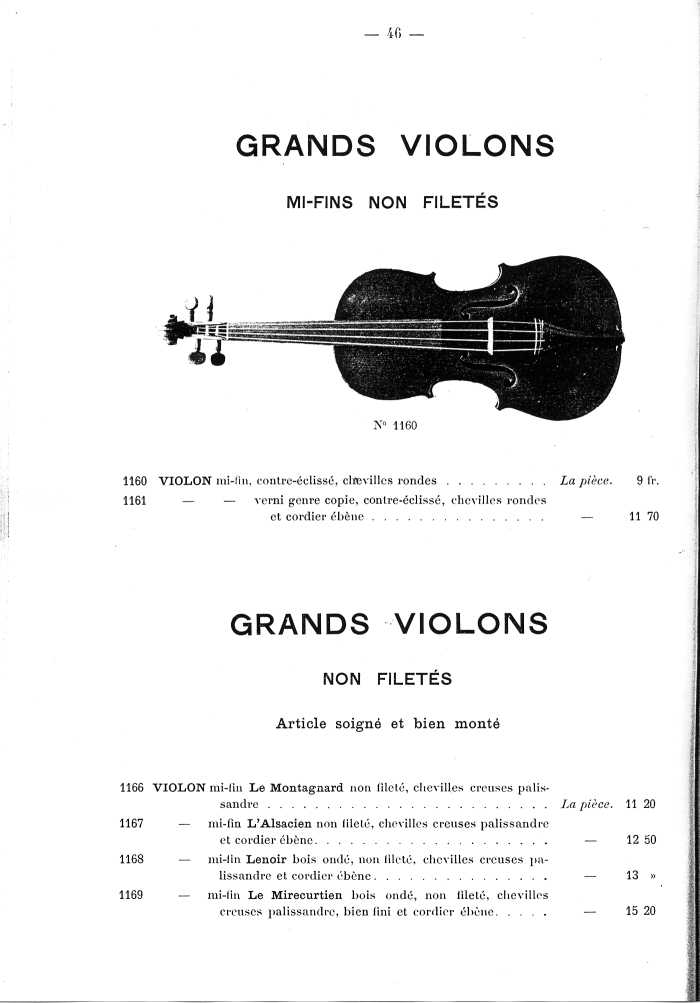 Catalogue de lutherie. Laberte  Mirecourt. 1905.