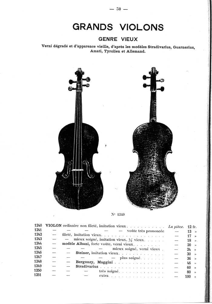 Catalogue de lutherie. Laberte  Mirecourt. 1905.