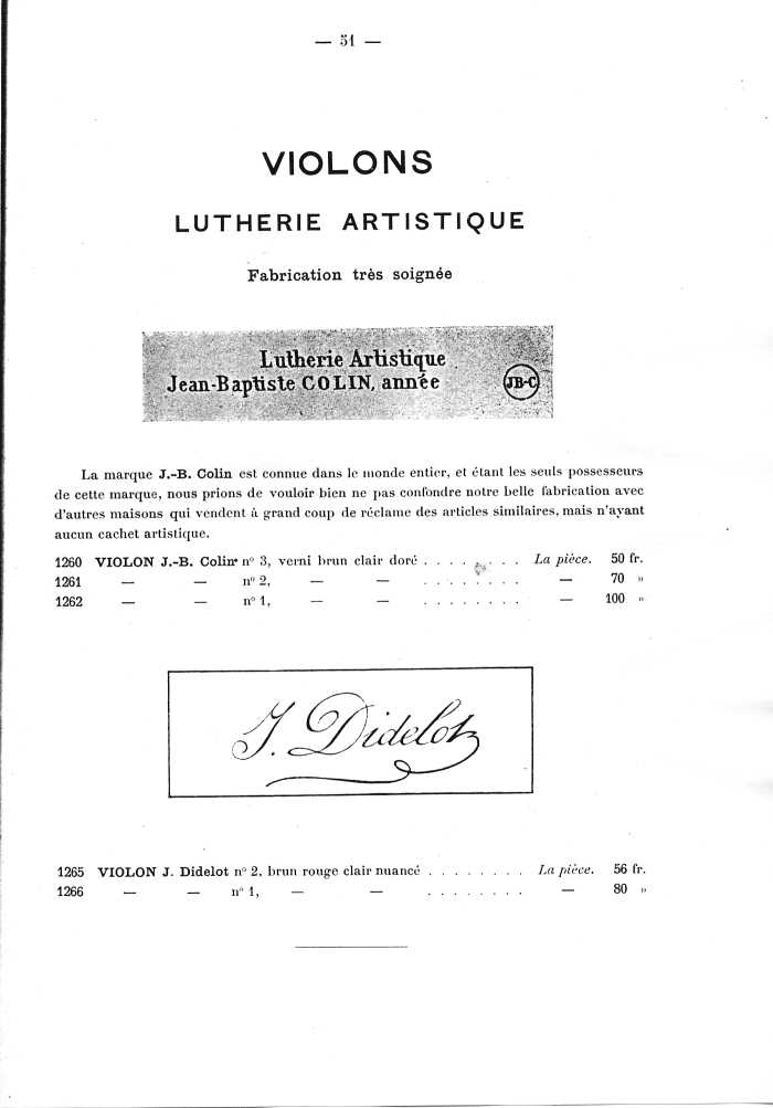 Catalogue de lutherie. Laberte  Mirecourt. 1905.