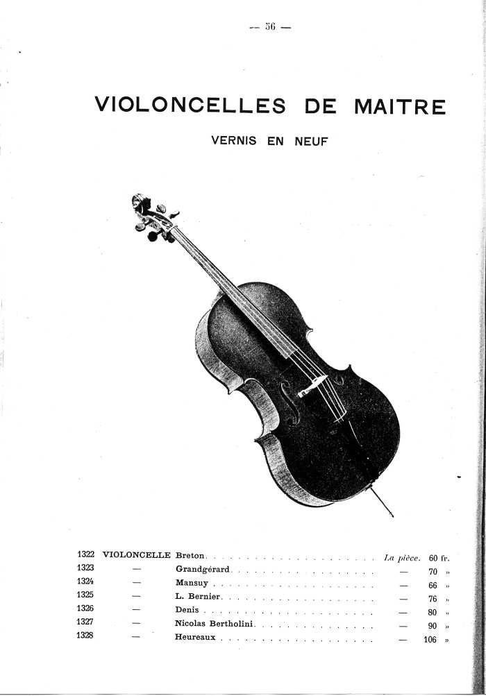 Catalogue de lutherie. Laberte  Mirecourt. 1905.