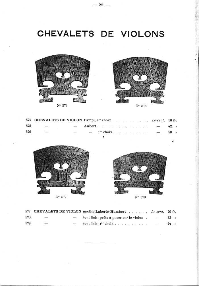 Catalogue de lutherie. Laberte  Mirecourt. 1905.