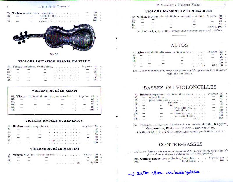 Catalogue partiel Paul Mangenot de 1890.