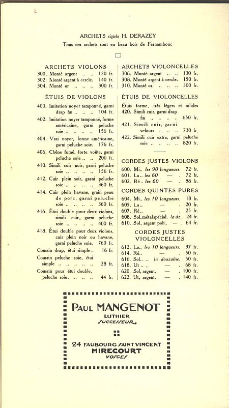 Catalogue complet Paul Mangenot de 1925.