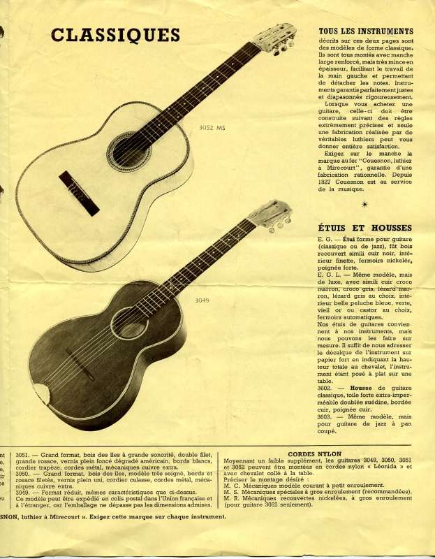 Publicit pour les guitares Couesnon  Mirecourt.