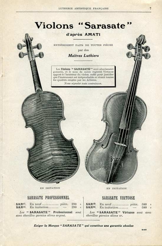 Catalogue 1919 de la maison de lutherie Jrme Thibouville-Lamy  Mirecourt.