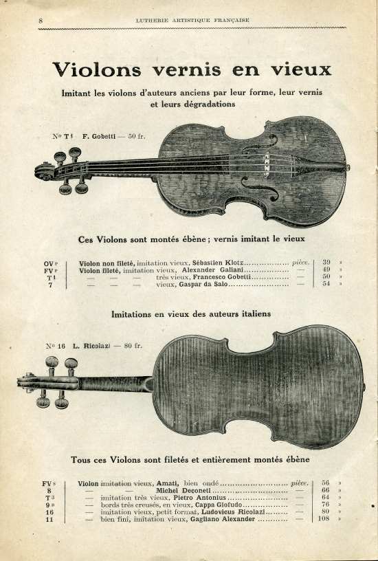 Catalogue 1919 de la maison de lutherie Jrme Thibouville-Lamy  Mirecourt.