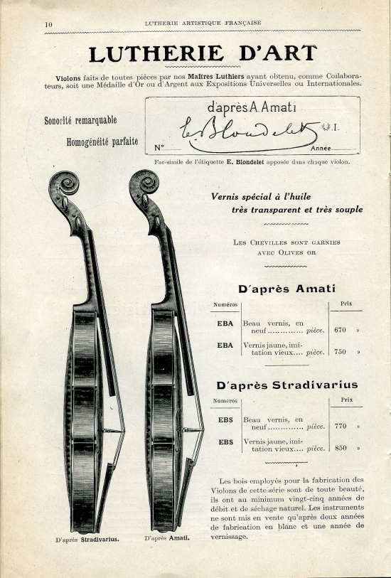 Catalogue 1919 de la maison de lutherie Jrme Thibouville-Lamy  Mirecourt.