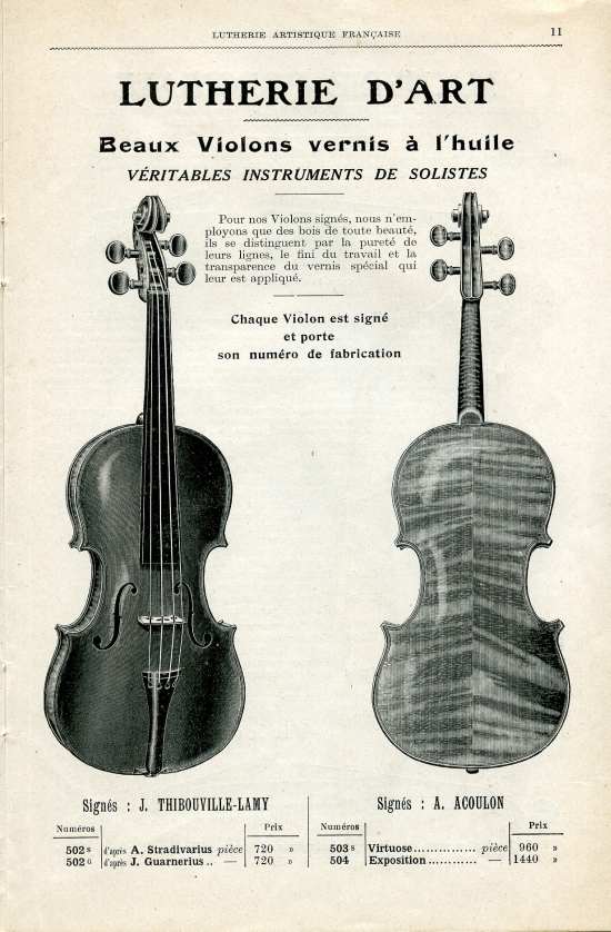 Catalogue 1919 de la maison de lutherie Jrme Thibouville-Lamy  Mirecourt.