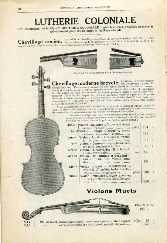 Catalogue 1919 de la maison de lutherie Jrme Thibouville-Lamy  Mirecourt.