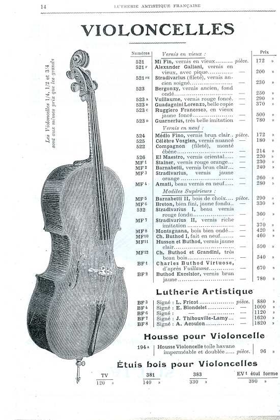 Catalogue 1919 de la maison de lutherie Jrme Thibouville-Lamy  Mirecourt.