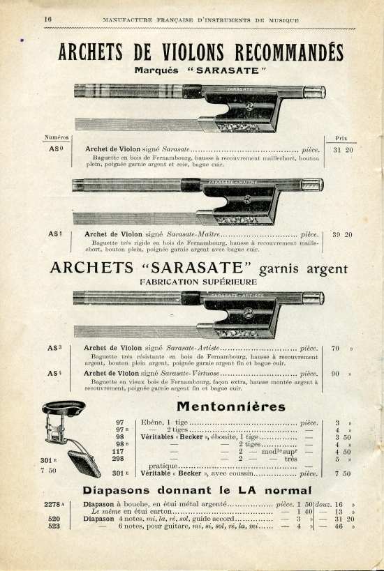 Catalogue 1919 de la maison de lutherie Jrme Thibouville-Lamy  Mirecourt.