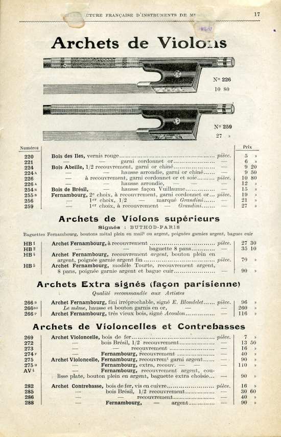 Catalogue 1919 de la maison de lutherie Jrme Thibouville-Lamy  Mirecourt.