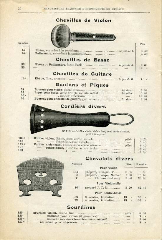 Catalogue 1919 de la maison de lutherie Jrme Thibouville-Lamy  Mirecourt.