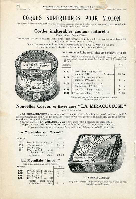 Catalogue 1919 de la maison de lutherie Jrme Thibouville-Lamy  Mirecourt.