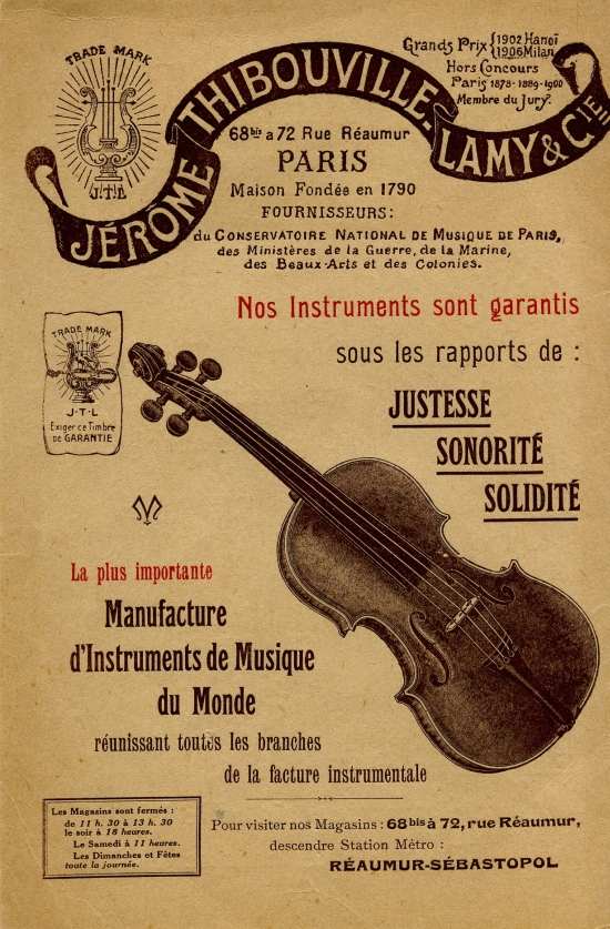 Catalogue 1919 de la maison de lutherie Jrme Thibouville-Lamy  Mirecourt.