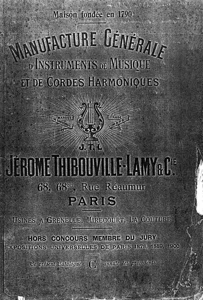 Catalogue 1901 de la maison de lutherie Jrme Thibouville-Lamy  Mirecourt.