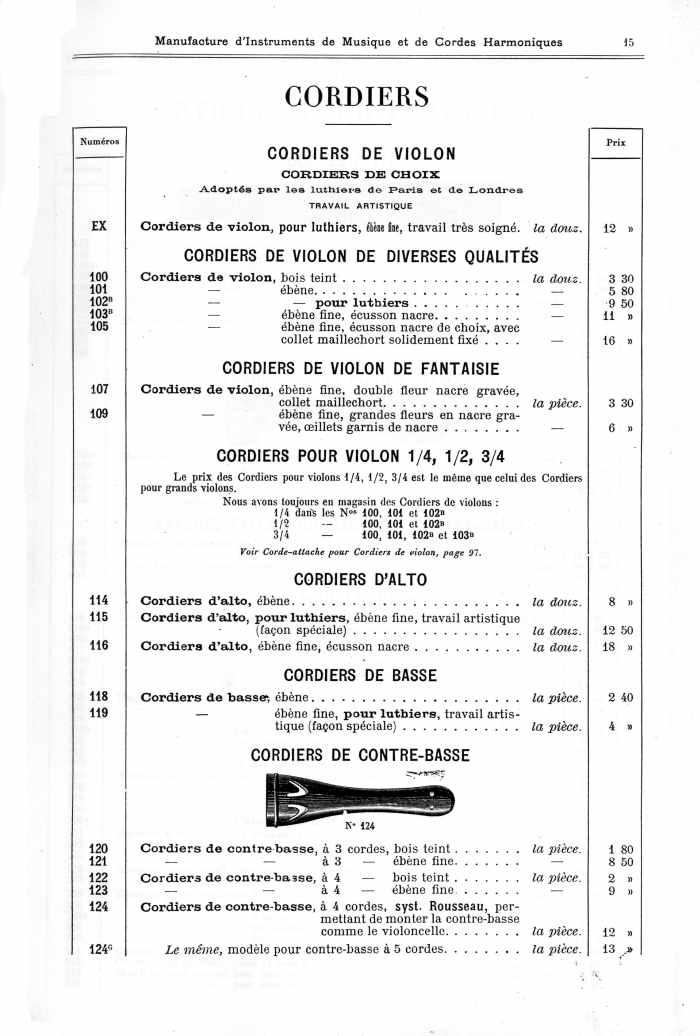 Catalogue 1901 de la maison de lutherie Jrme Thibouville-Lamy  Mirecourt.