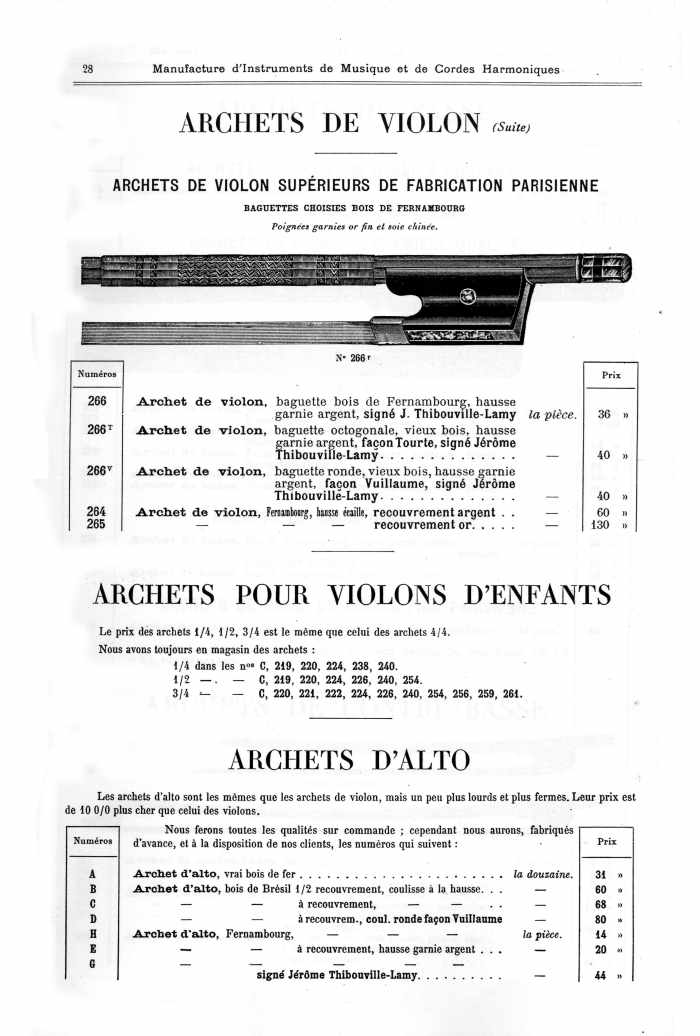 Catalogue 1901 de la maison de lutherie Jrme Thibouville-Lamy  Mirecourt.