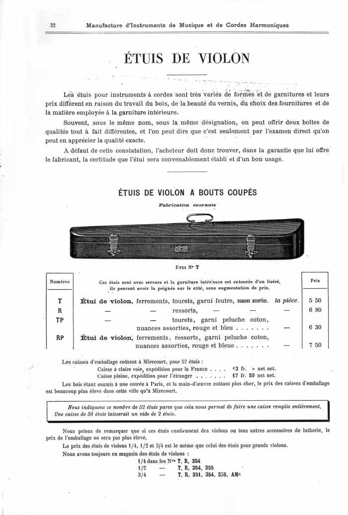 Catalogue 1901 de la maison de lutherie Jrme Thibouville-Lamy  Mirecourt.