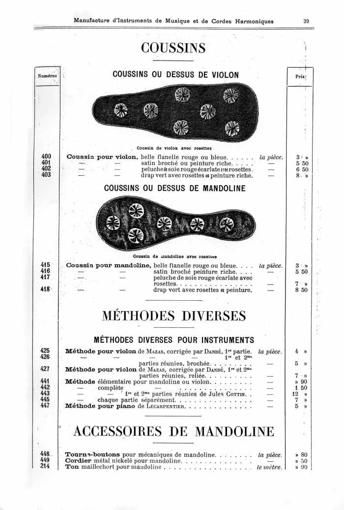 Catalogue 1901 de la maison de lutherie Jrme Thibouville-Lamy  Mirecourt.