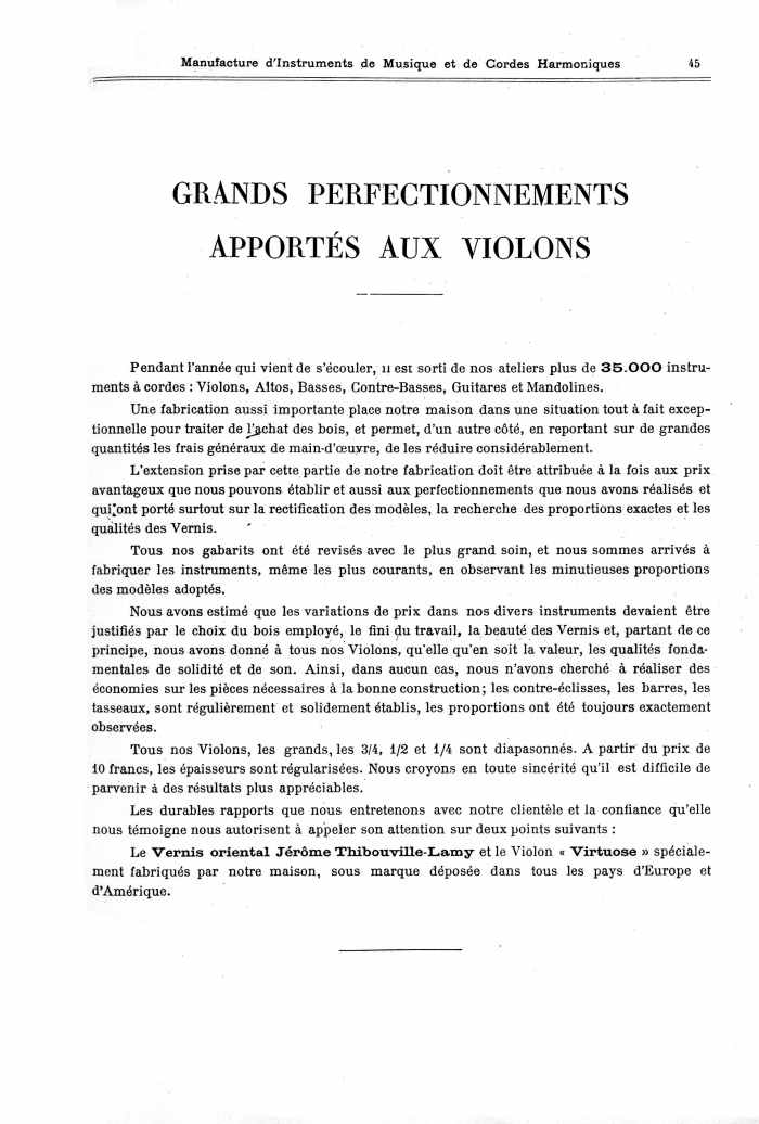 Catalogue 1901 de la maison de lutherie Jrme Thibouville-Lamy  Mirecourt.