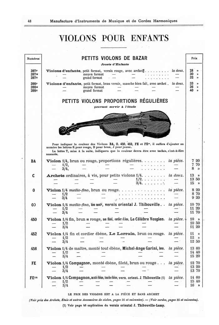 Catalogue 1901 de la maison de lutherie Jrme Thibouville-Lamy  Mirecourt.