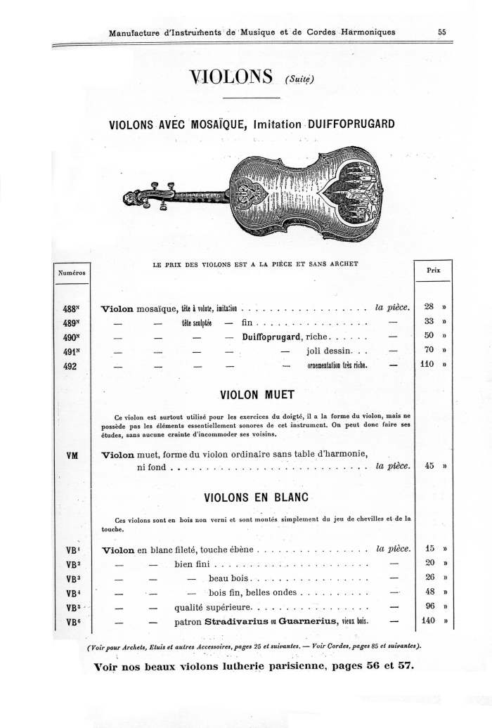 Catalogue 1901 de la maison de lutherie Jrme Thibouville-Lamy  Mirecourt.