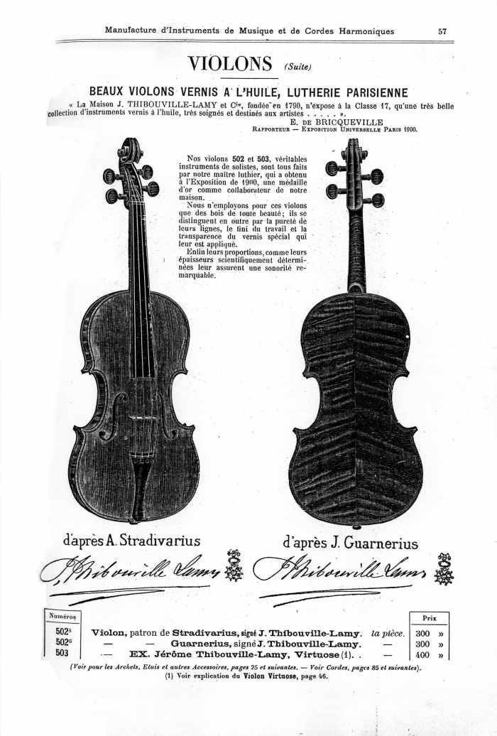 Catalogue 1901 de la maison de lutherie Jrme Thibouville-Lamy  Mirecourt.