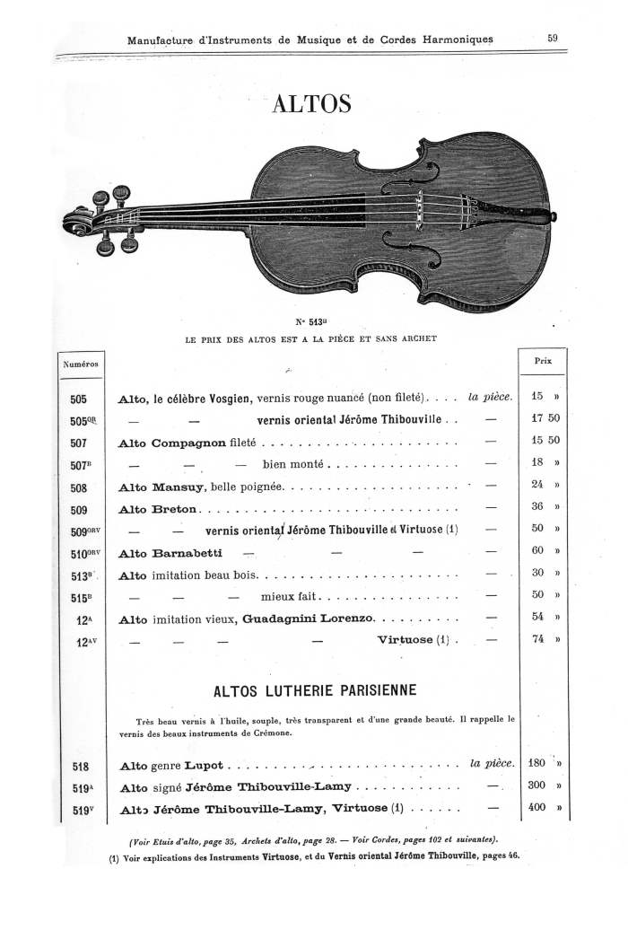 Catalogue 1901 de la maison de lutherie Jrme Thibouville-Lamy  Mirecourt.